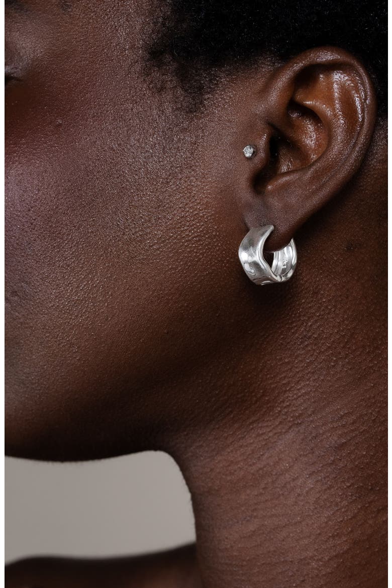 Wide Waterfall Huggie Hoops, Alternate, color, Sterling Silver