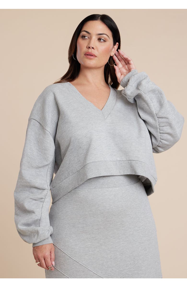 ELOQUII Rounded Sleeve Sweatshirt, Main, color, Heather Grey