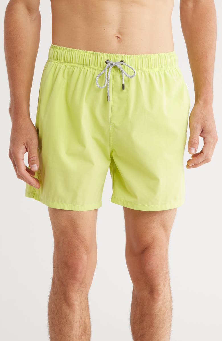 Vintage Summer 4-Way Stretch Volley Swim Shorts, Main, color, Lime