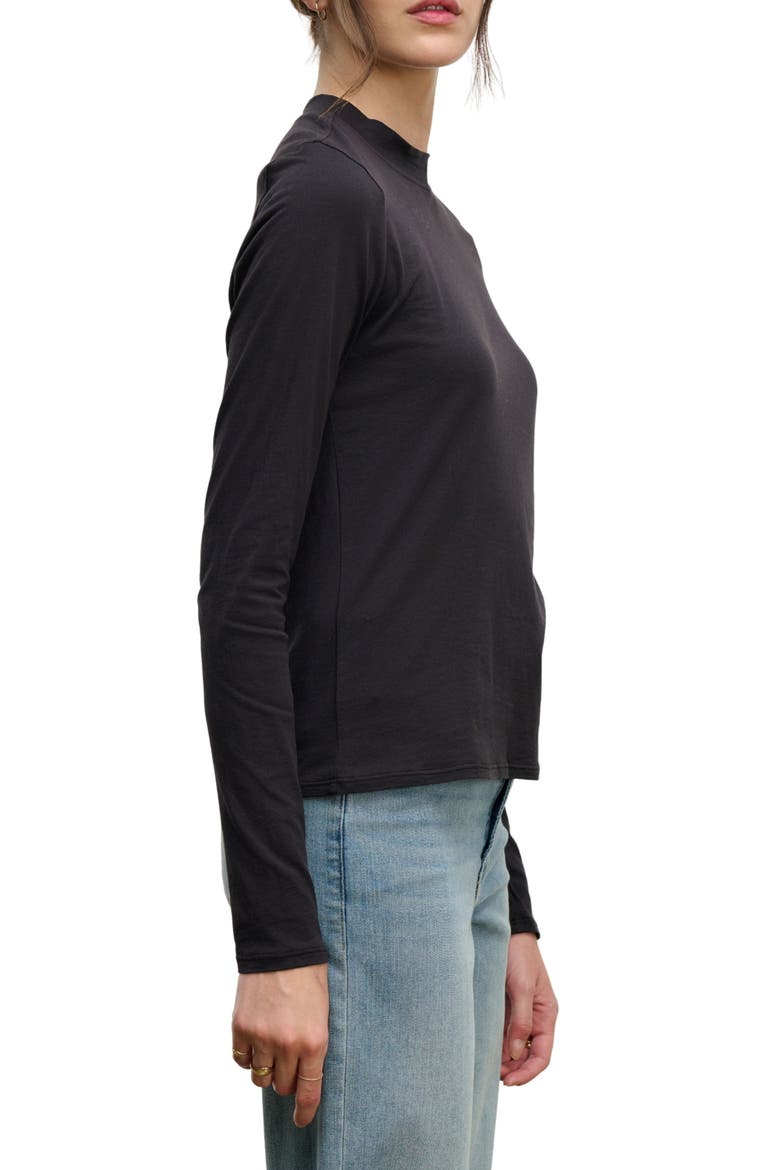 Whisper Stretch Cotton Long Sleeve T-Shirt, Alternate, color, BLACK