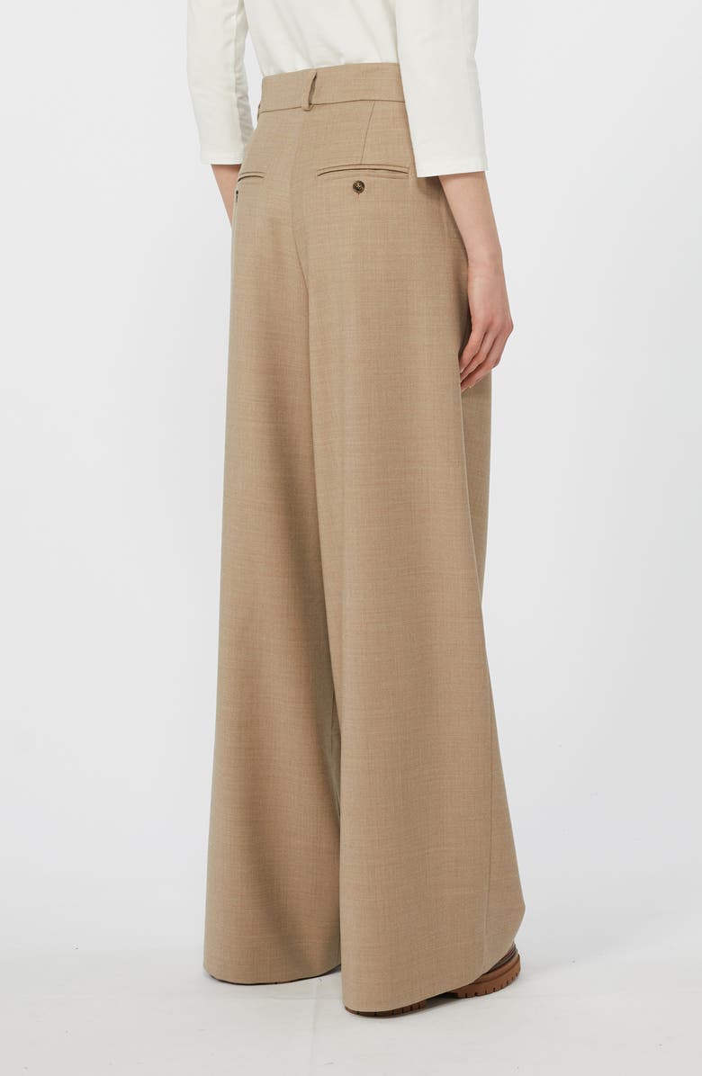 Weekend Max Mara Globale Stretch Wool Wide Leg Pants, Alternate, color, Beige