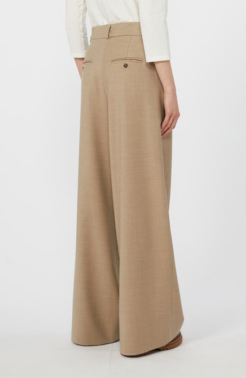 Weekend Max Mara Globale Stretch Wool Wide Leg Pants In Brown