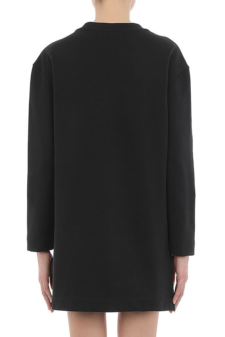 Painted Teddy Bear Logo Long Sleeve Cotton Sweatshirt Dress, Alternate, color, 1555 FANTASY PRINT BLACK