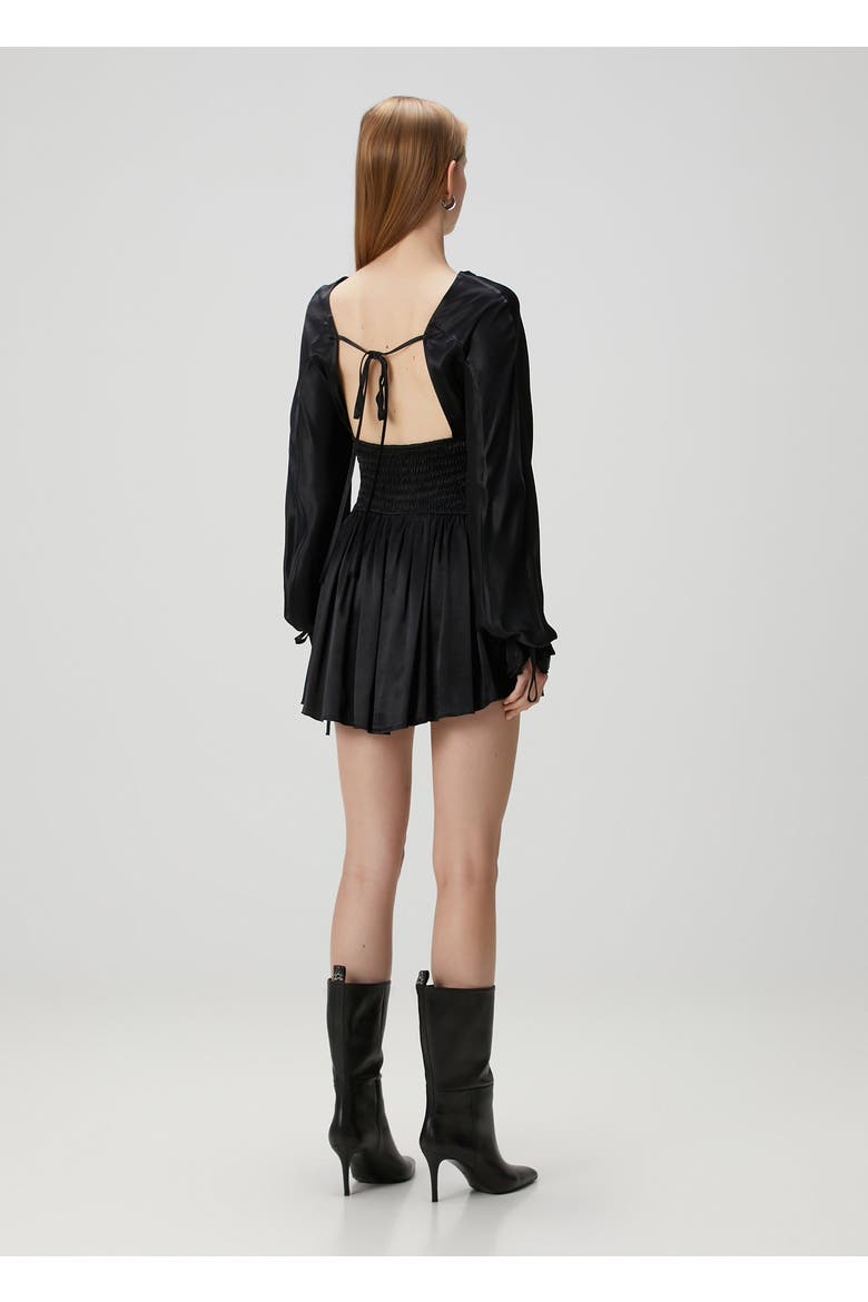 Long Sleeve Mini Dress, Alternate, color, BLACK