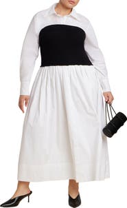 ELOQUII Sweater Twofer Shirt Dress