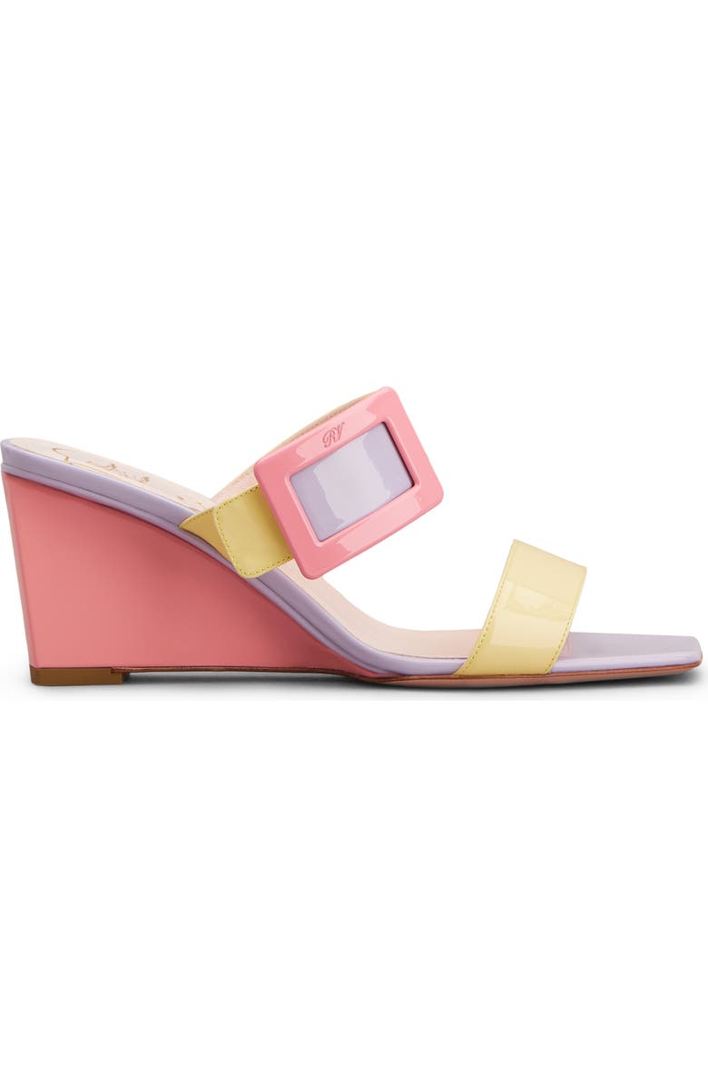 Roger Vivier Belle Vivier Colorblock Wedge Sandal, Main, color, Yellow/ Violet/ Pink