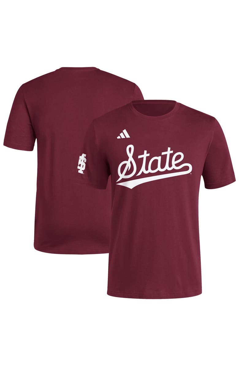 adidas Men's adidas  Maroon Mississippi State Bulldogs Fresh Wordmark T-Shirt, Alternate, color, 