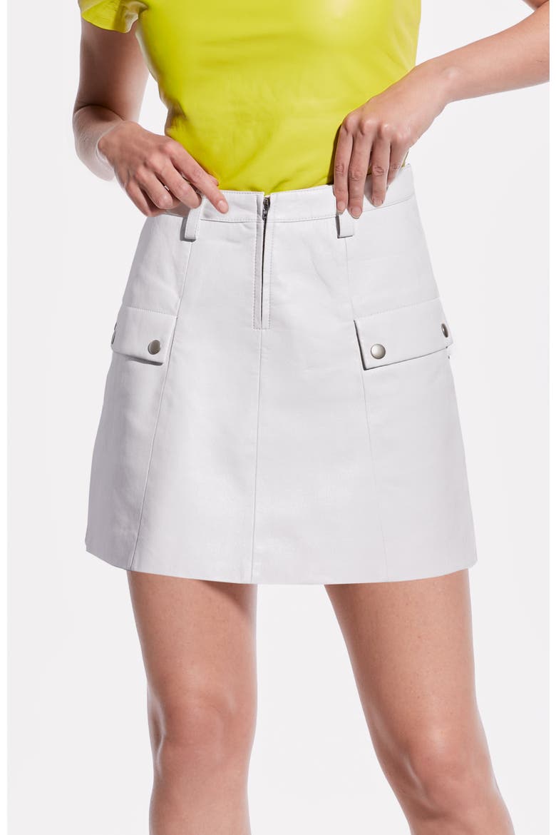 Jameson Recycled Leather Skirt, Alternate, color, White