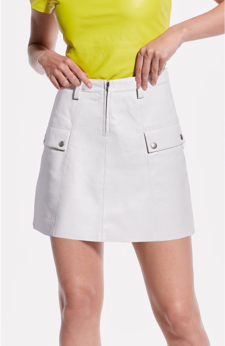 AS by DF Jameson Recycled Leather Skirt, Alternate, color, White