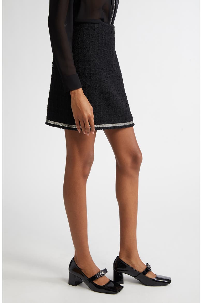 Virgin Wool Blend Heritage Bouclé Tweed Miniskirt, Alternate, color, BLACK