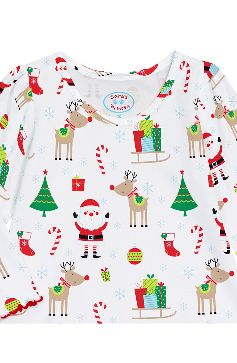 Sara’s Prints Long Sleeve Ruffle Nightgown, Alternate, color, White Christmas