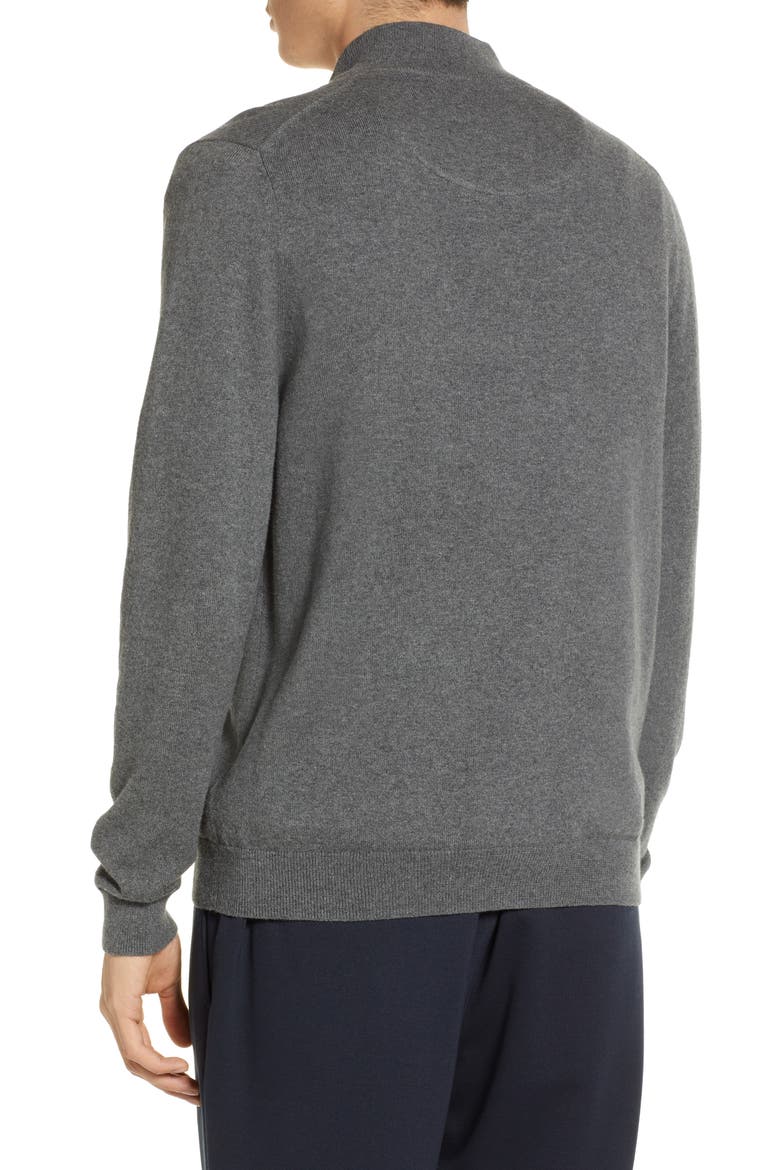 Half Zip Cotton & Cashmere Pullover Sweater, Alternate, color, GREY CASTLEROCK