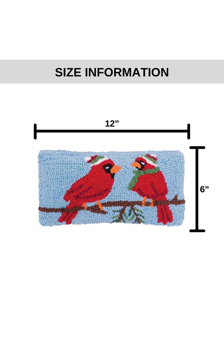 C&F Home Winter Cardinal Hooked Small/Petite Christmas Holiday Accent Pillow, 6" x 12", Alternate, color, Blue
