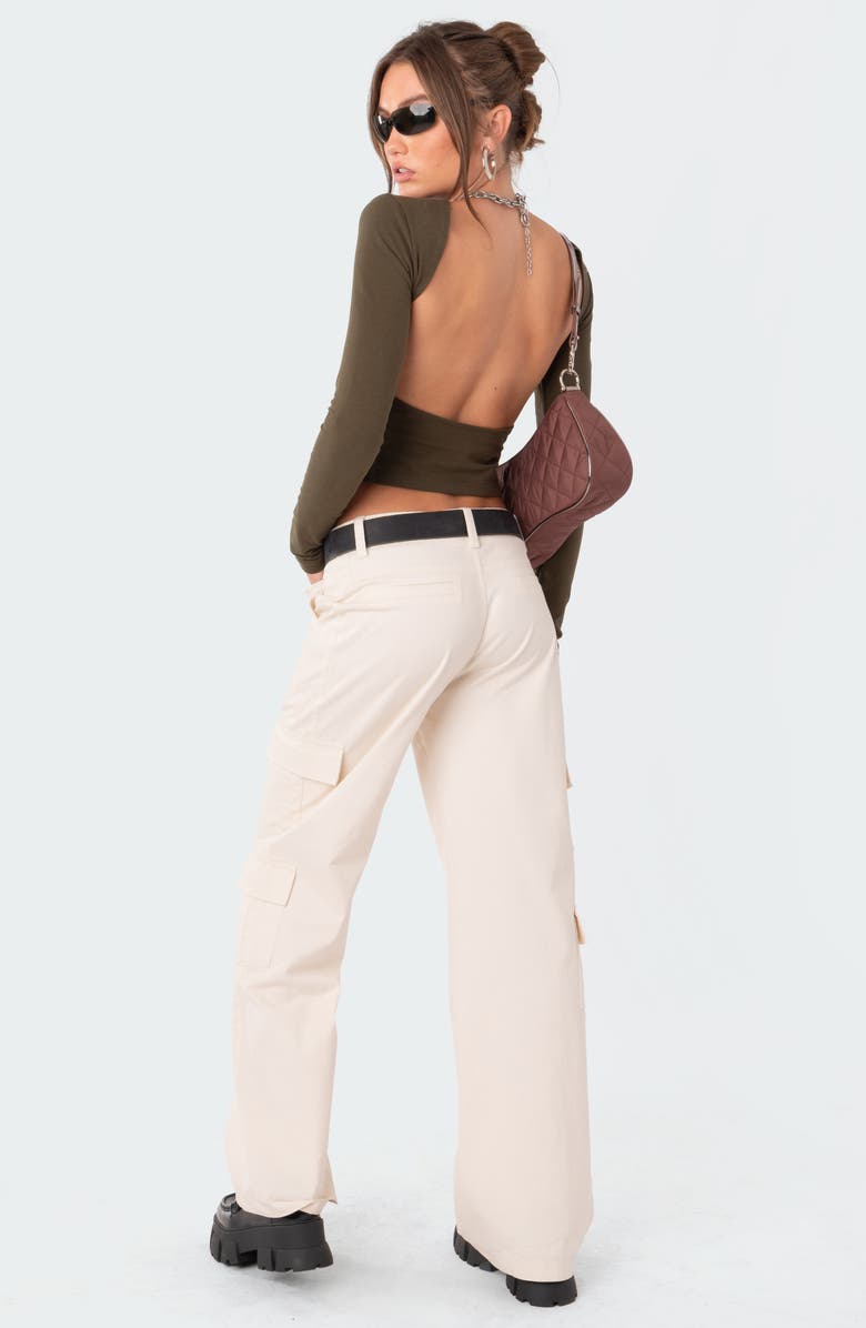 EDIKTED Haven Open Back Crop Top, Alternate, color, Green