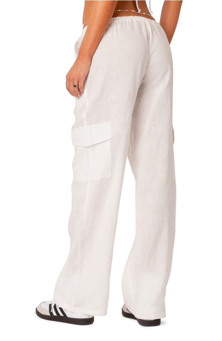 EDIKTED Lyric Cotton Cover-Up Cargo Pants, Alternate, color, White