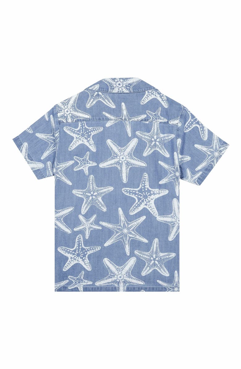 Vilebrequin Kids' Starfish Light Print Denim Shirt, Alternate, color, Bleach Denim W4