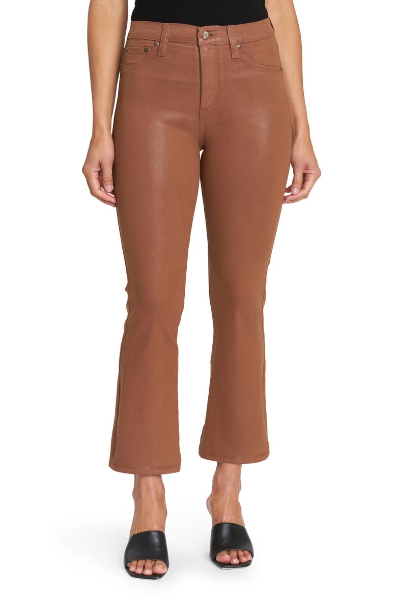 Lennon High Waist Ankle Bootcut Jeans, Main, color, COATED COGNAC