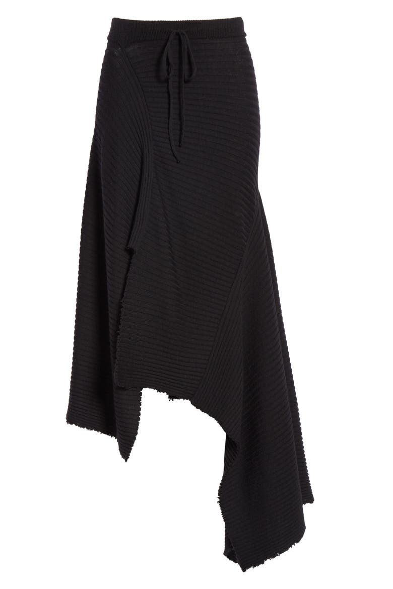 Marques'Almeida Draped Wool Sweater Skirt, Alternate, color, BLACK