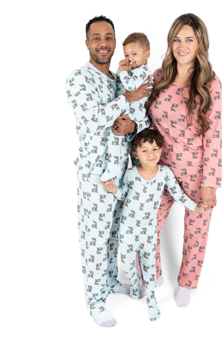 Leveret Footed Cotton Pajamas Matching Family Coordinated Prints, Alternate, color, Blue Koala