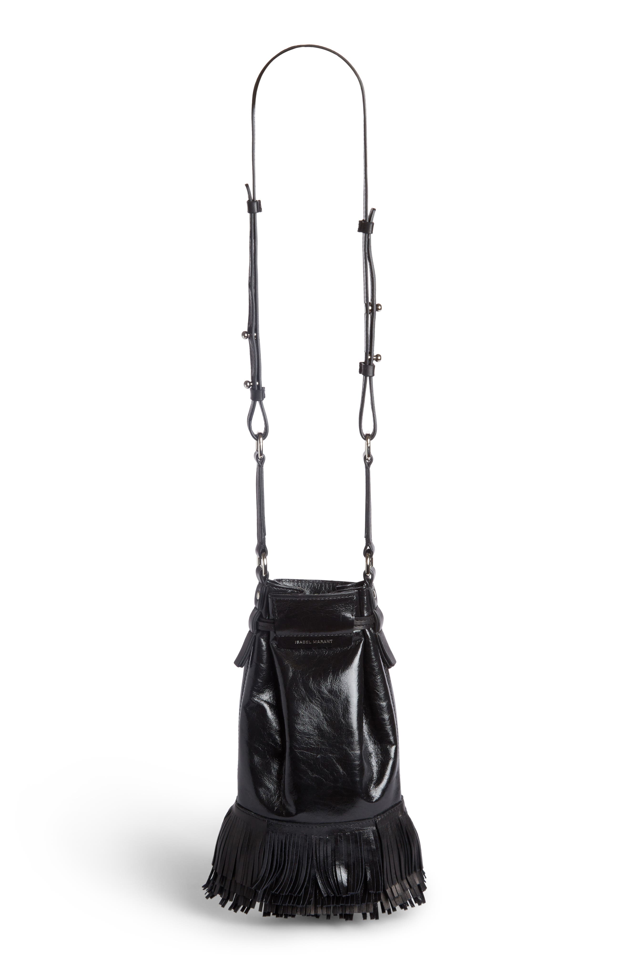 Isabel Marant Askiah Fringe Leather Crossbody Bag, Alternate, color, 