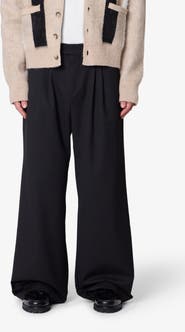 mnml Pleated Wide Leg Cotton Blend Pants
