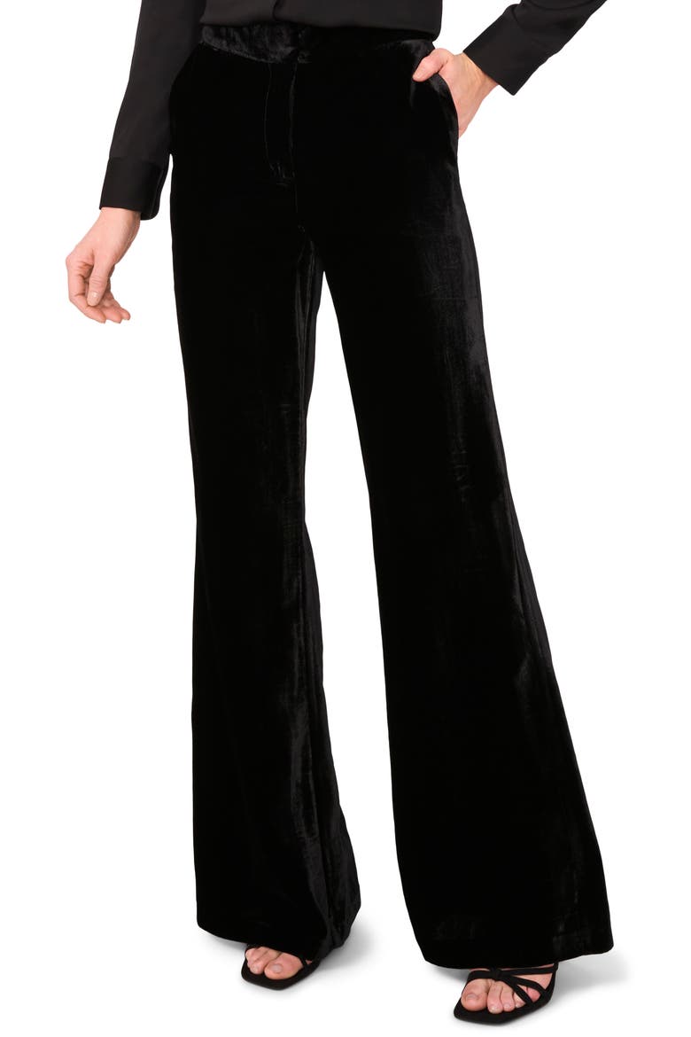Wide Leg Velvet Pants, Main, color, RICH BLACK