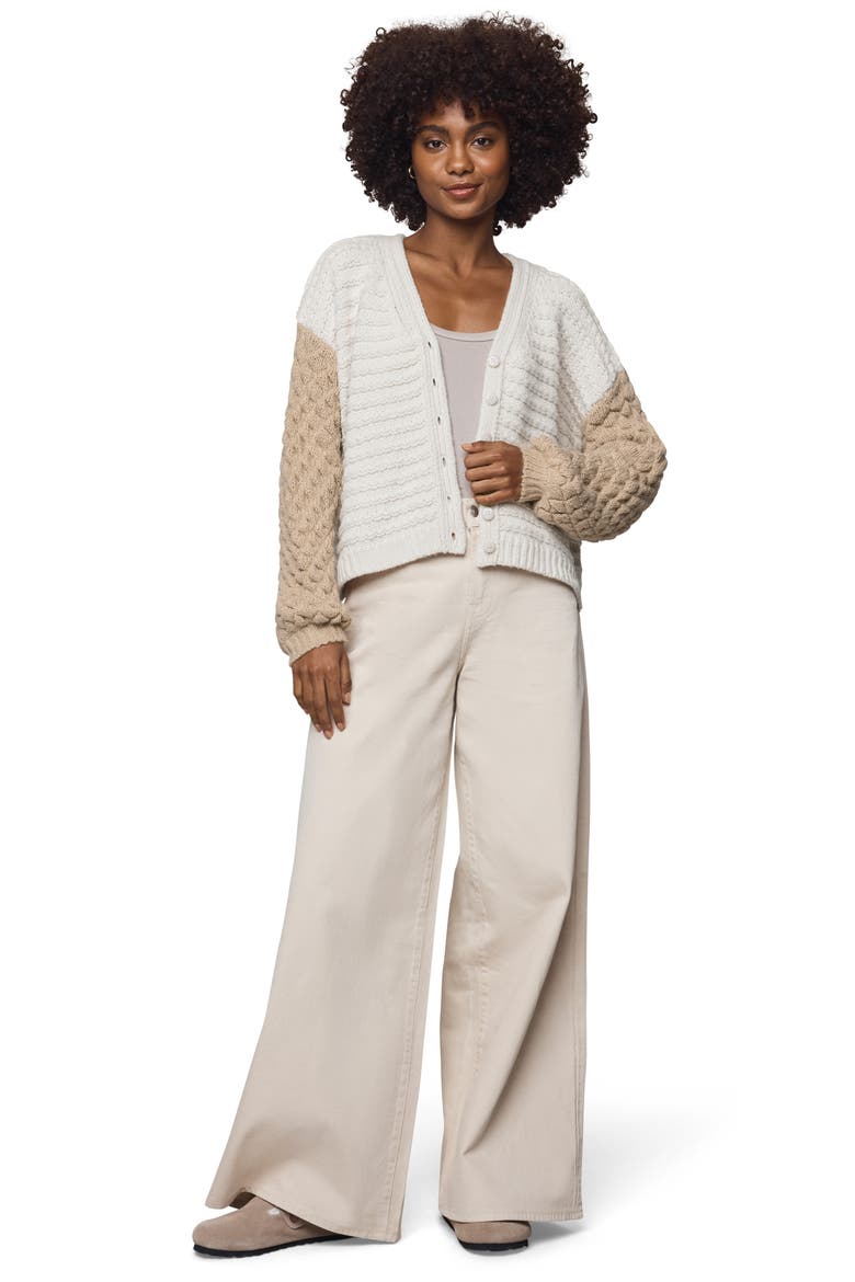 Maria Bobble Cardigan, Alternate, color, PALE OAK IVORY/ LIGHT CEDAR