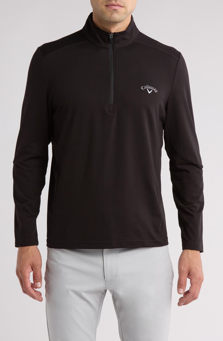 Callaway Golf<sup>®</sup> Lux Touch 1/4 Zip Long Sleeve Pullover, Main, color, Caviar