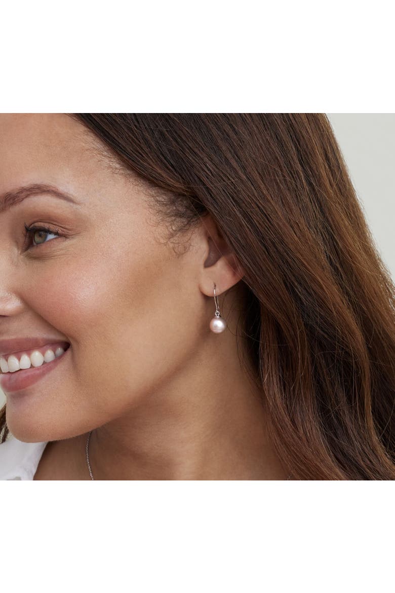 14K Gold Pink Freshwater Pearl Linda Dangling Earrings, Alternate, color, White Gold