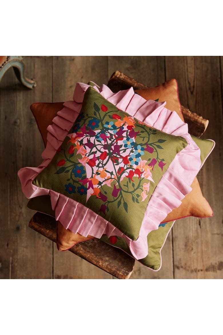 Ruffled Pillow Cover - Cover Only, Alternate, color, Green
