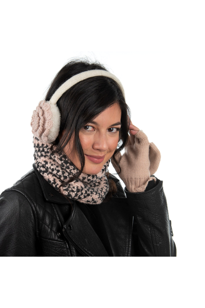Camellia Earmuffs, Alternate, color, Black/Charcoal