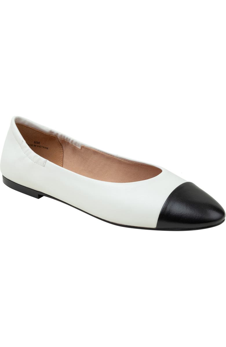 Linea Paolo Nolan Cap Toe Ballet Flat, Main, color, Eggshell/ Black