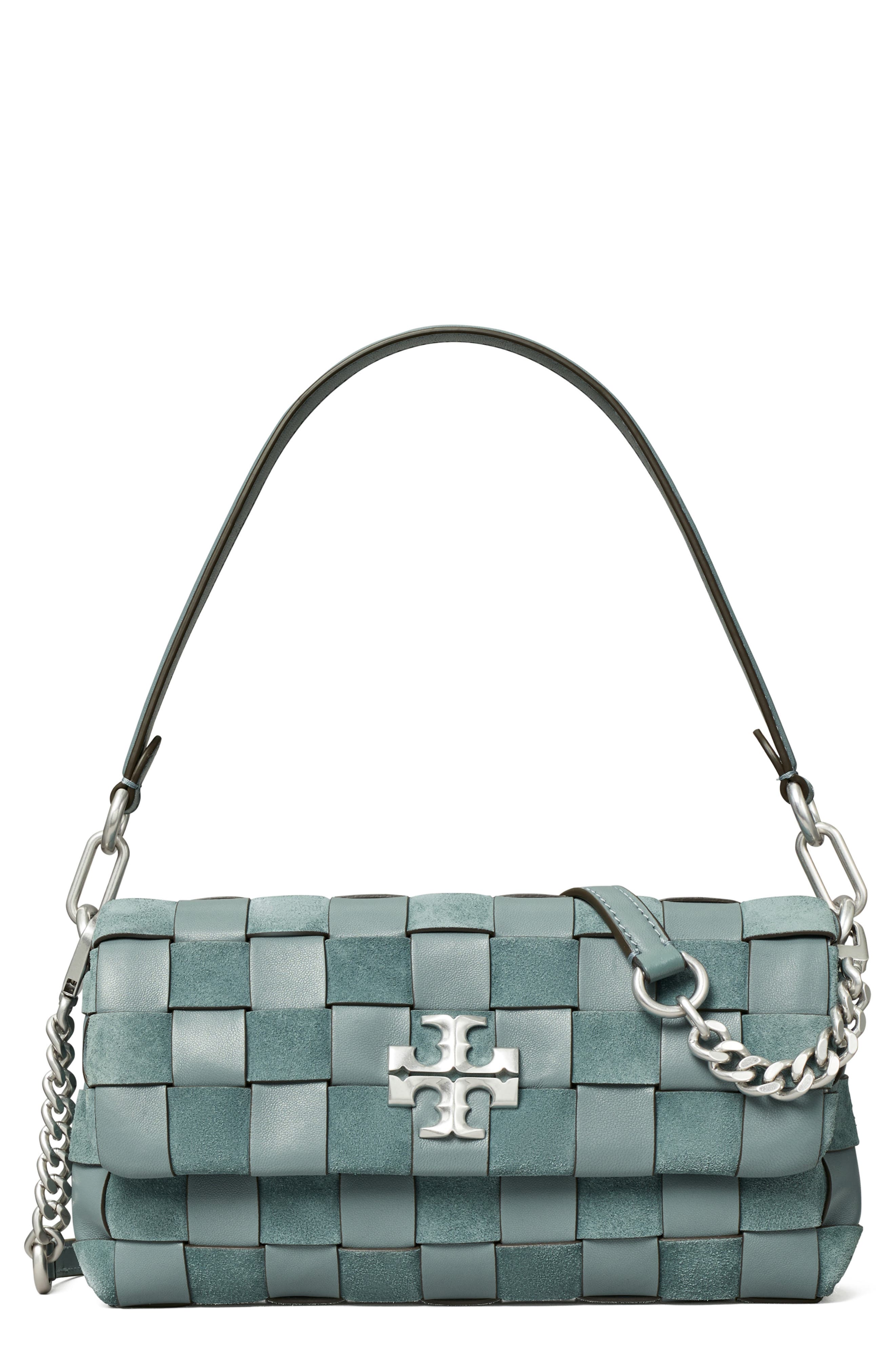 Kira Small Woven Leather Shoulder Bag, Main, color, ARCTIC