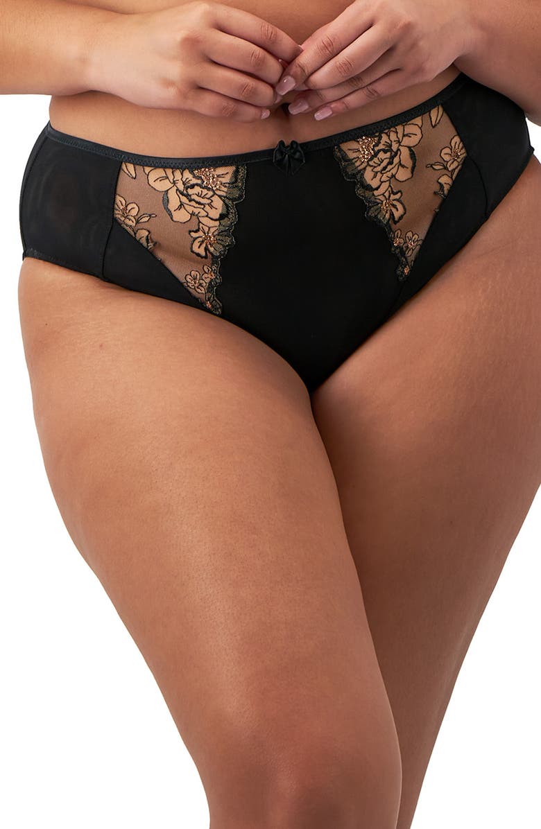 Elomi Teagan High Leg Briefs, Alternate, color, Black/ Almond