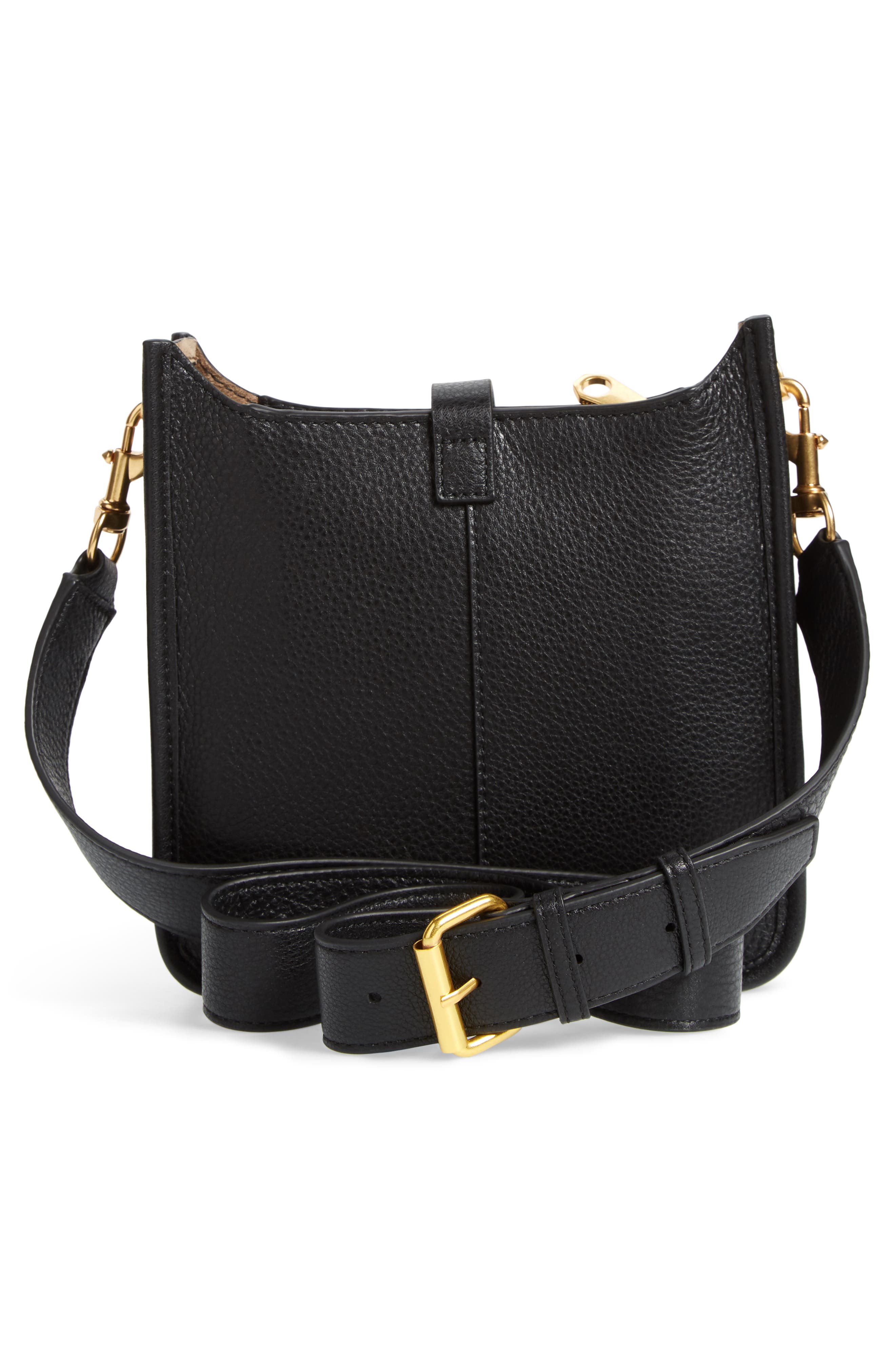 Mini Unlined Leather Feed Bag, Alternate, color, BLACK/ TAUPE