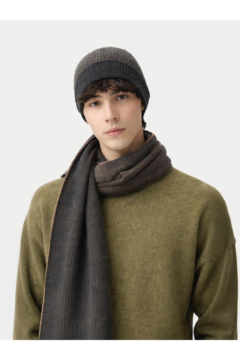 Waffle Knit Cashmere Scarf, Alternate, color, charcoal
