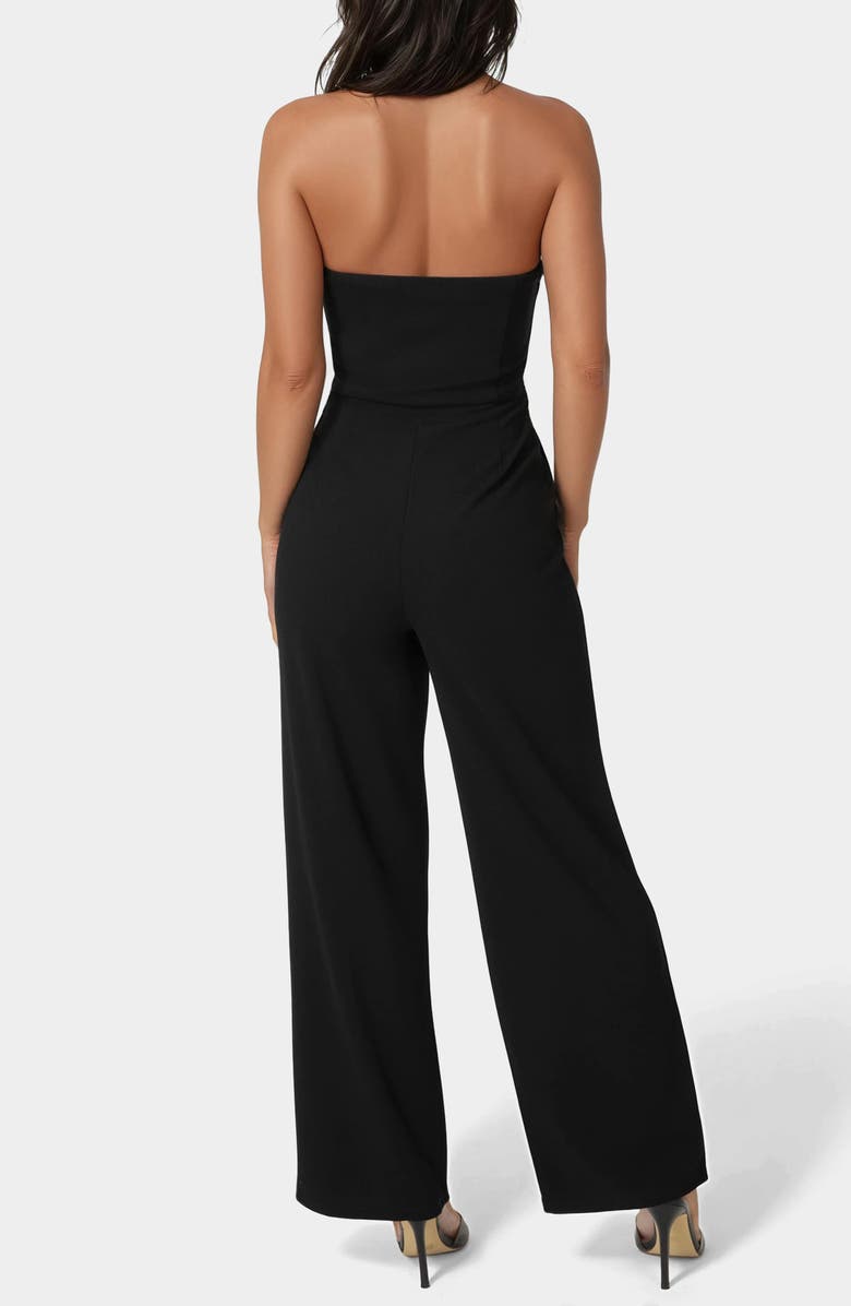bebe Strapless Wide Leg Jumpsuit, Alternate, color, Black