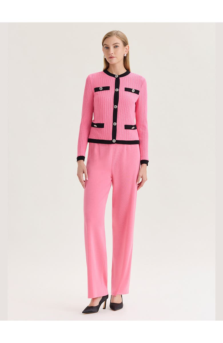 Misook Heritage Eyeleted Recycled Knit Jacket, Alternate, color, Pink