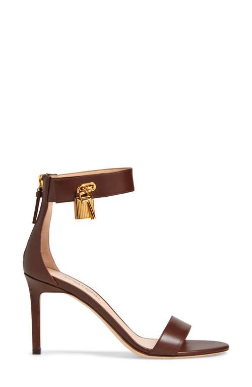 Tom Ford Padlock Ankle Strap Sandal In Burnt Brown