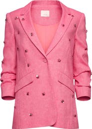 Cinq à Sept Kylie Embellished Linen & Cotton Blazer