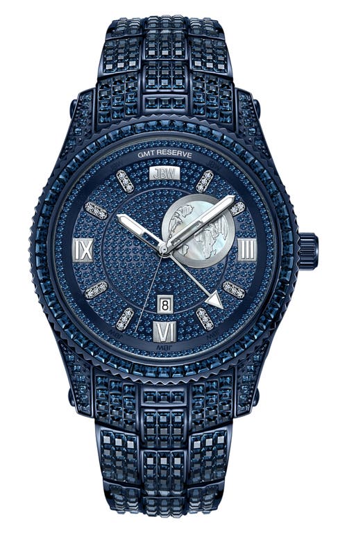 Jbw Reserve Jet Setter Gmt Diamond & Crystal Bracelet Watch, 46mm In Burgundy