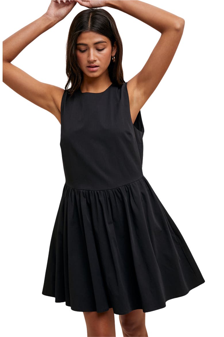 Fit & Flare Cotton Blend Minidress, Alternate, color, BLACK