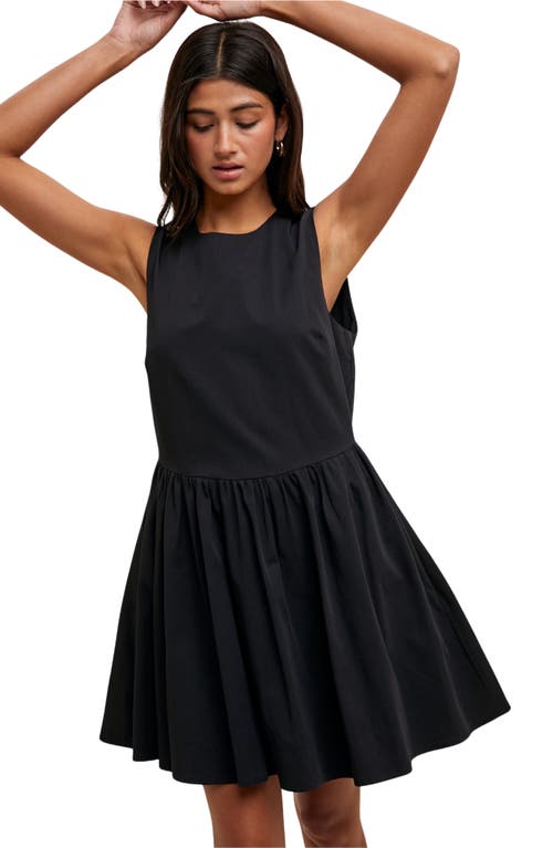 Wishlist Fit & Flare Cotton Blend Minidress In Black