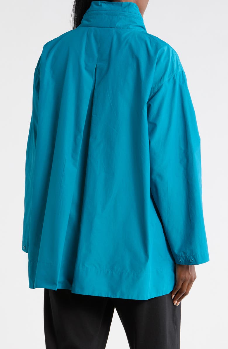 Eileen Fisher Organic Cotton Blend Hooded Longline Coat, Alternate, color, Dragonfly