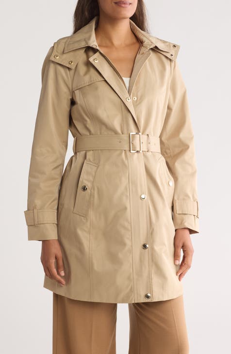 Water Resistant Hooded Belted Trench Coat