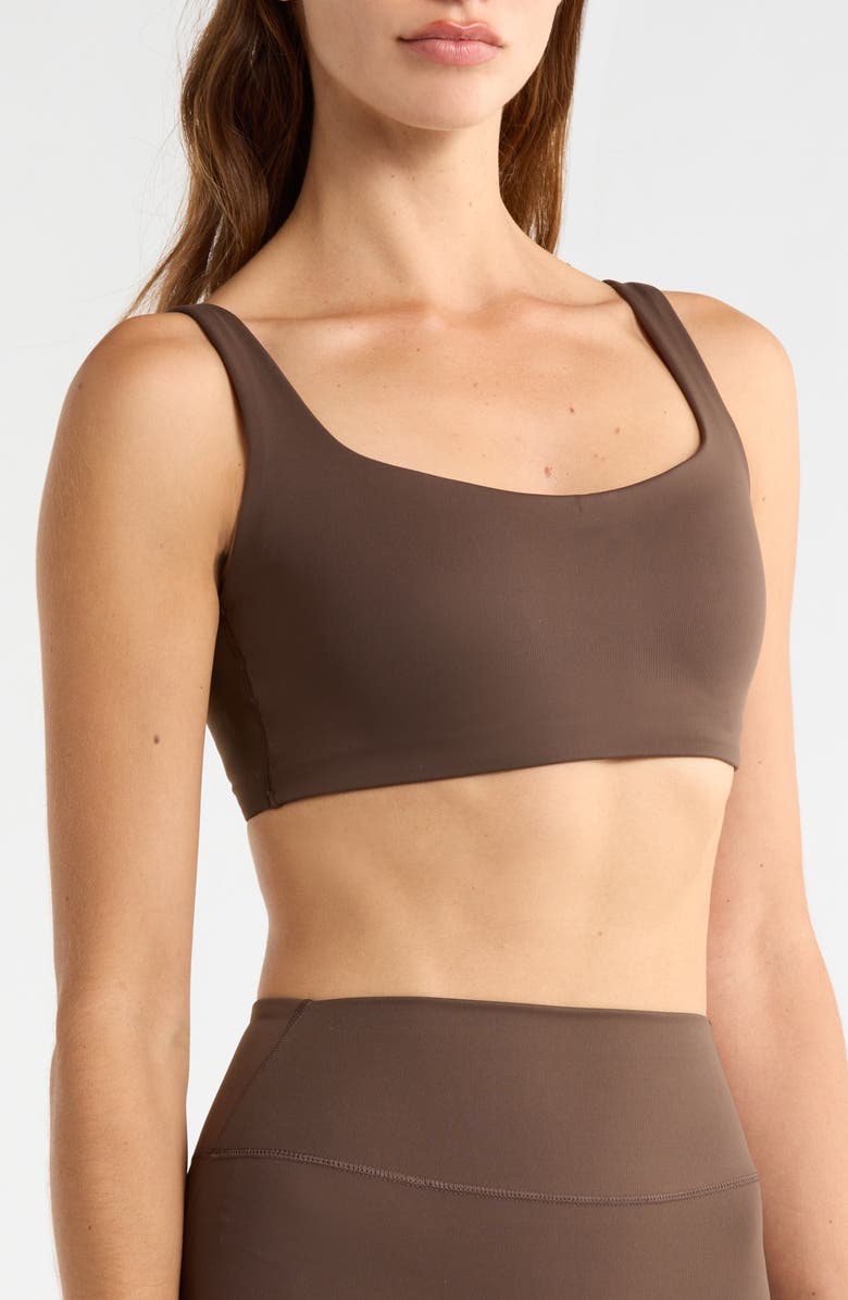 NikeSKIMS Matte Scoop Neck Bra, Alternate, color, Dark Sepia