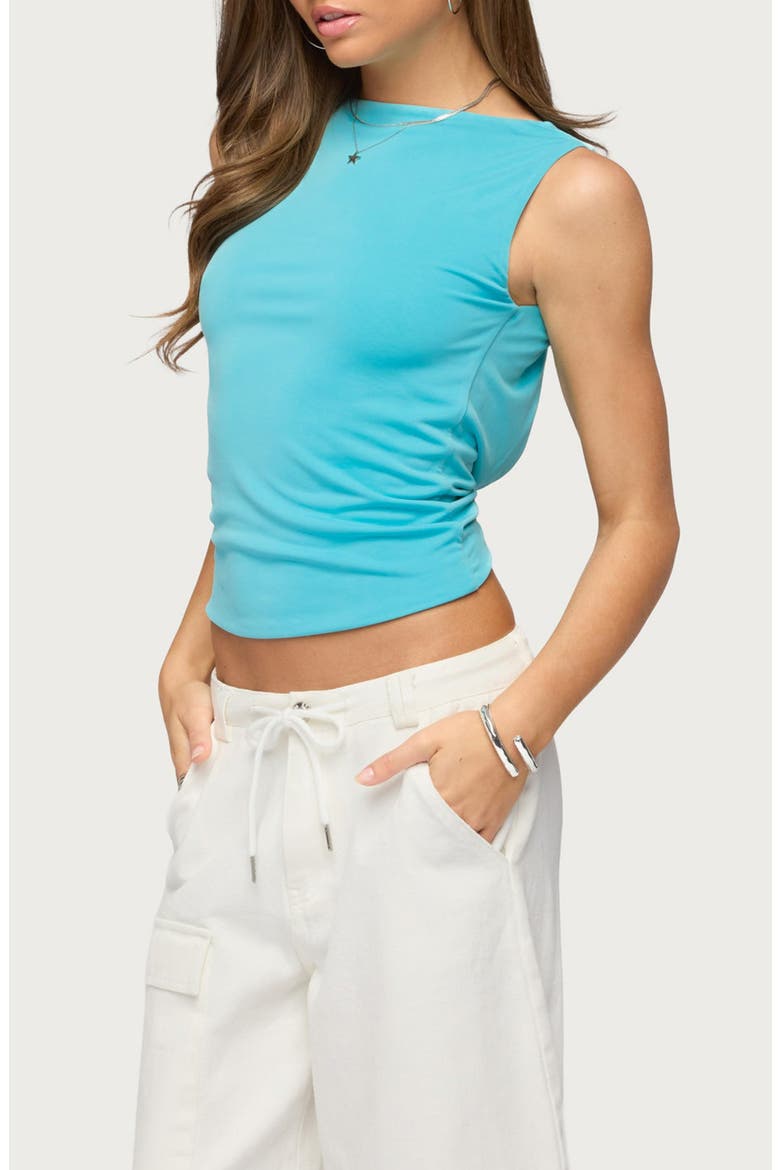 Rondah Twisted Backless Tank, Alternate, color, AQUA
