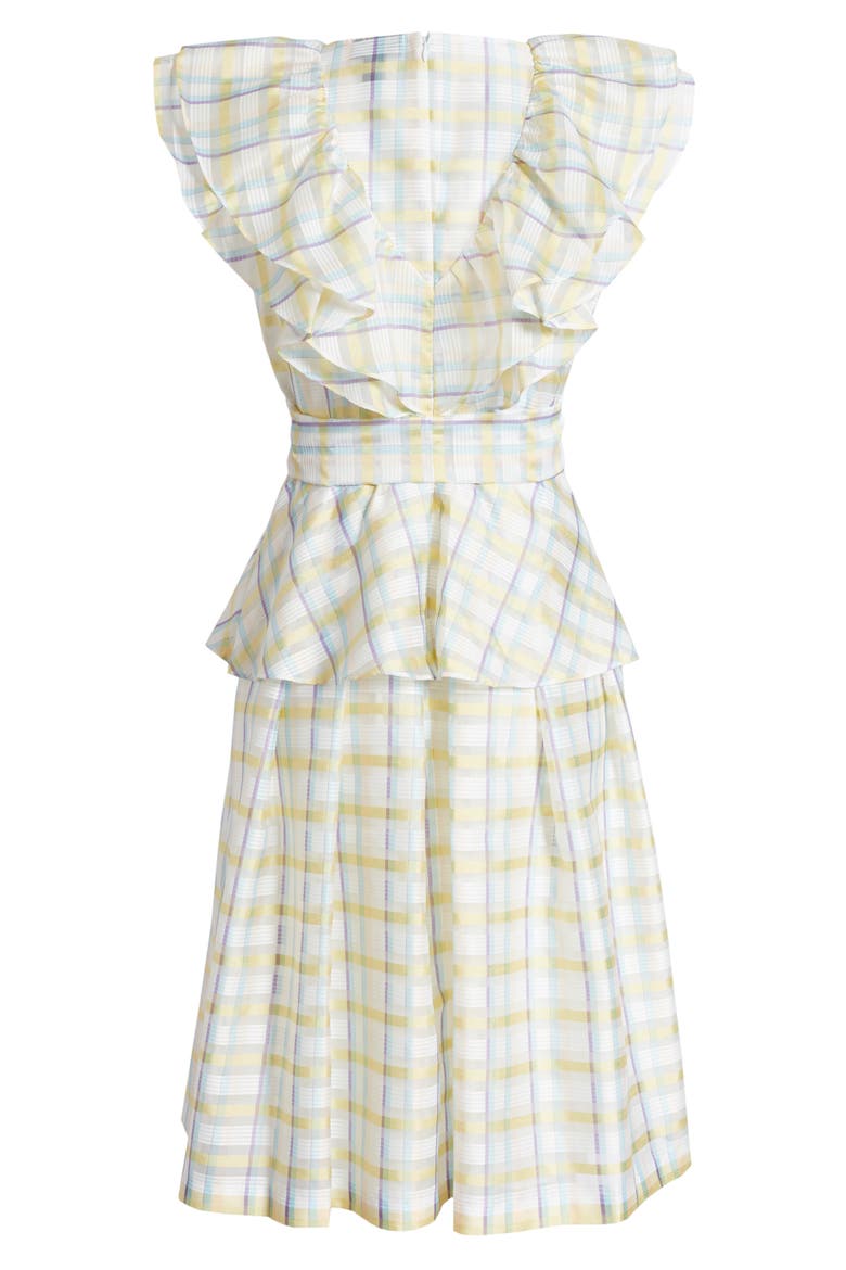 x Atlantic-Pacific Bow Front Plaid Ruffle Dress, Alternate, color, WHITE MULTI PASTEL PLAID
