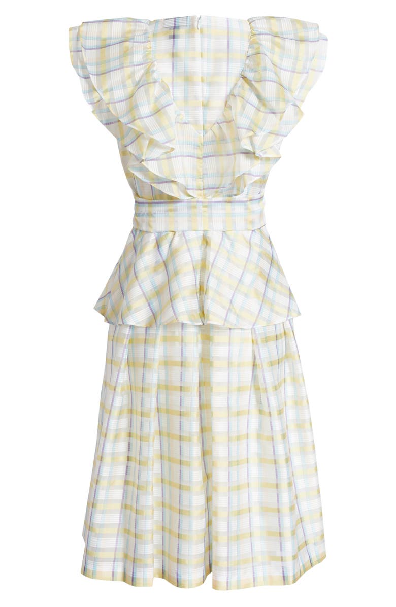 Halogen<sup>®</sup> x Atlantic-Pacific Bow Front Plaid Ruffle Dress, Alternate, color, 
