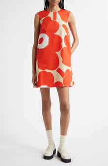 Marimekko Palatsi Unikko Organic Cotton Poplin Shift Minidress